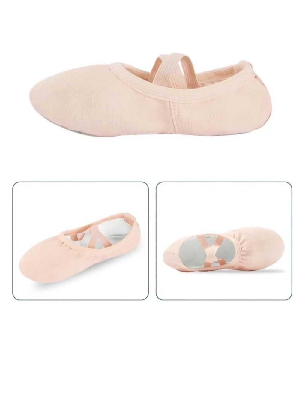 New Big Girls Size 3.5 Pink Split Sole Ballet Shoes Dance Slippers with Strap
